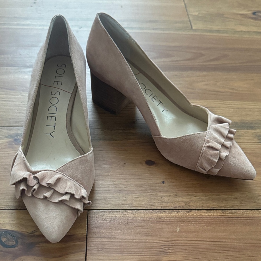 Sole Society Women's Blush Ruffle Heels